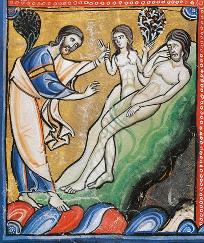 Ms 1 fol.4v La Creación de Eva de la costilla de Adán (detalle) de French School