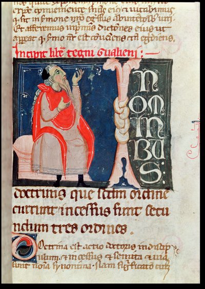 Ms. 2046 fol. 261 Un científico, ilustración al comienzo de Comentarios de Aliben Rhodonan sobre Ars Parva de Galeno de French School