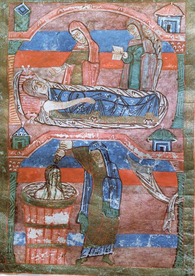 Ms 250 Mujer hidrópica curada por los baños de Santa Radegunda, de La vida de Santa Radegunda de French School
