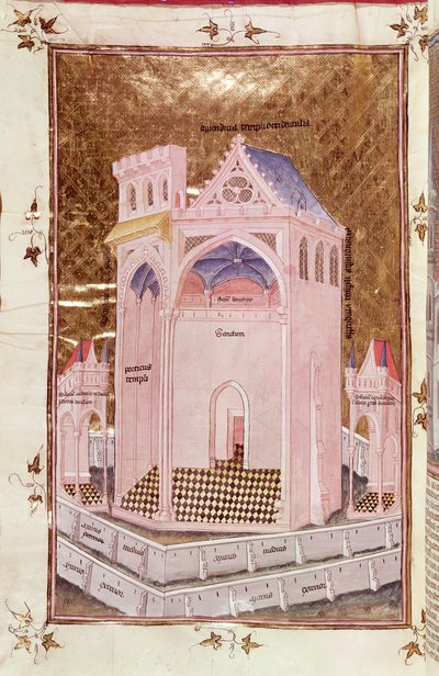 Ms 292 Tome 3 fol.214v El Templo de Jerusalén, de Postilles sur la Bible por Nicolas de Lyre de French School