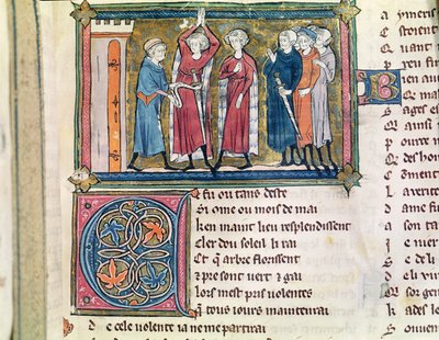 Armamento de un caballero, de Recueil de Poesies Francaises, c.1280-90 de French School