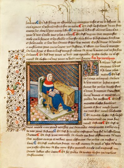 Ms 316 fol.3 Un filósofo en su escritorio, de Les Dits Moraux des Philosophes de French School