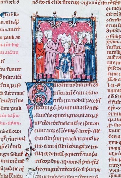Ms 372 fol.158v Entonización de un Obispo, de Decretos de Graciano de French School