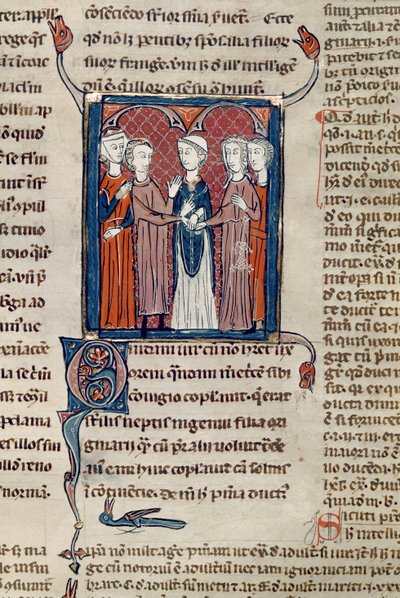 Ms 372 fol.168 Una escena de matrimonio, de Decrets de Gratien de French School