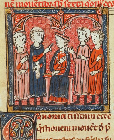 Ms 372 fol.1v Regulación monetaria, de Decretos de Graciano de French School