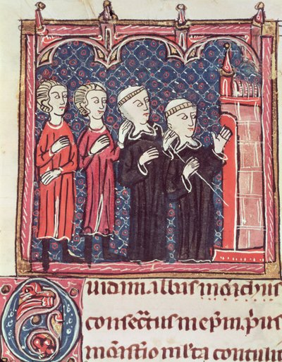Ms 372 fol.47v La fundación de un monasterio, de Decrets de Gratien de French School