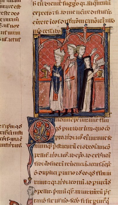 Una monja tomando sus votos y misa realizada por un obispo, de Decrets de Gratien de French School