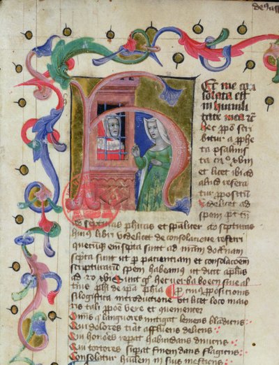 Miniatura del filósofo Boecio (c.480-524) en prisión de French School