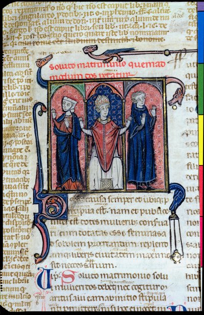 Ms 394, Ilustración de Digeste que representa la disolución de un matrimonio por un obispo de French School