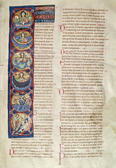 Ms 3 fol.4 Los Seis Días de la Creación, de la Biblia de San Sulpicio de Bourges de French School