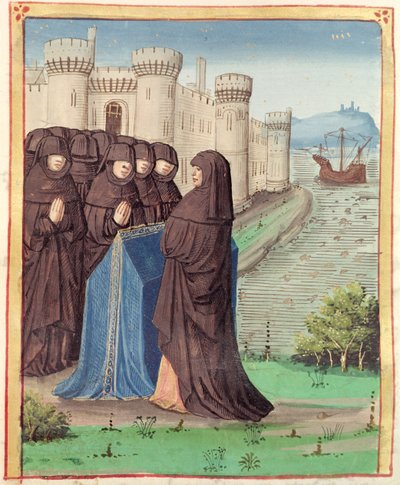 Ms 493 fol.142 El funeral de Dido, de La Eneida de Virgilio con un comentario de Servius, 1469 de French School