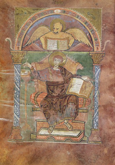 Ms 4 fol.66v San Marcos, del Evangelio de San Riquier, c.800 de French School