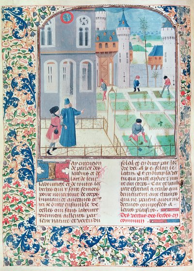 Ms 5064 f.151v El Jardín, ilustración de Le Livre des Prouffitz Champestres de Pietro de Crescenzi (1230-132021) de French School