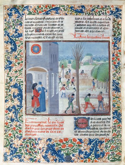 Ocupaciones para cada mes del año, ilustración de Le Livre des Prouffitz Champestres por Pietro de Crescenzi (1230-132021) de French School