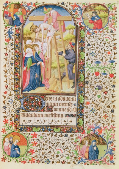 Ms 547 fol.32 El Descendimiento de la Cruz, de un Libro de Horas usado por una mujer de Poitiers de French School