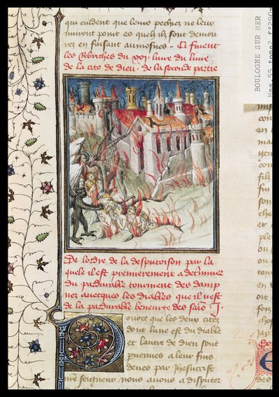 Ms 55 t.2 fol.290v Infierno, de De Civitate Dei por San Agustín de Hipona (354-430) traducido por Raoul de Presles, c.1400-50 de French School