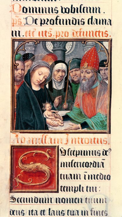Ms 60 fol.25r Presentación de Jesús en el Templo, de una colección de colectas de Odoart de Bersacques, Prevost de Saint-Omer de French School