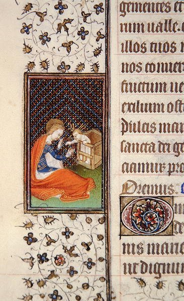 Ms 62, f.205v: Virgen y Niño, detalle de un Libro de Horas francés, c.1445-50 de French School