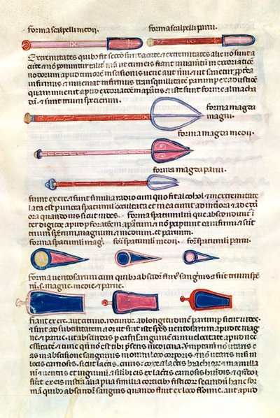 Ms 89 Ter fol.122v Instrumentos quirúrgicos de un tratado por Abul Qasim Kalaf ibn al-Abbas al Zahrawi (Albucasis) de French School