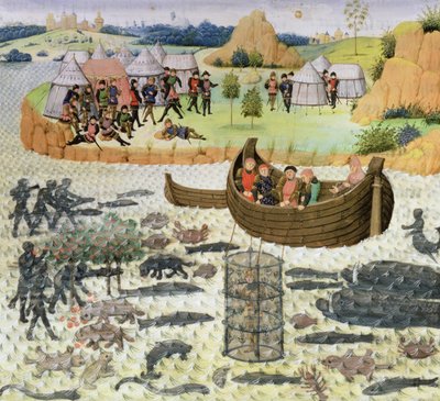 Ms 9342 Fol.182 Alejandro Magno (356-323 a.C.) Usando una Campana de Buceo de French School