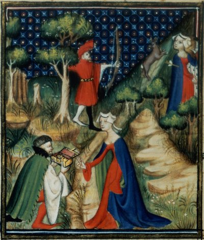 La historia de Procris, de `De Claris Mulieribus, de las Obras de Giovanni Boccaccio (1313-75) de French School