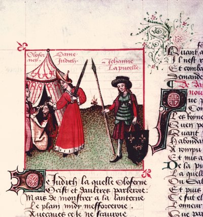 Judith y Holofernes y Juana de Arco (1412-31) de Le Champion des Dames por Martin le Franc (1410-61) 1451 de French School