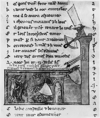 Ms Fr 1580 o 1581 Ataque a un castillo, de Le Roman de Renart de French School