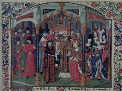 La reina Melisenda de Jerusalén casándose con Fulco V de Anjou, de la Historia de la conquista de Jerusalén por Guillermo de Tiro, c.1470 de French School