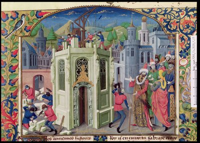 El sultán Omar inicia la reconstrucción del Templo de Jerusalén, de la Historia de la conquista de Jerusalén por Guillermo de Tiro, c.1470 de French School