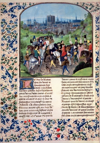 Entrada del joven Luis II de Anjou en París, de la Crónica de Froissart de French School