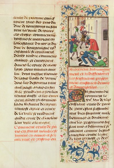 Los parisinos matando a los prisioneros de Laon de French School