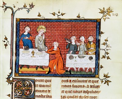 San Luis alimentando a los pobres, de Vida y Milagros de San Luis, c.1330-40 de French School