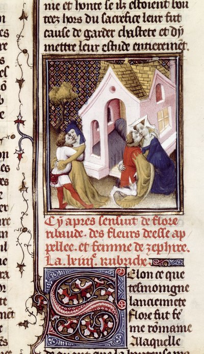 Ms Fr 598 f.97 Prostitutas con Clientes, de Des Claires et Nobles Femmes, por Giovanni Boccaccio (1313-75) c.1403 de French School