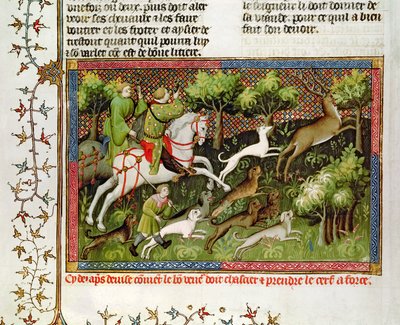 Caza del ciervo, del Libro de la Caza de Gaston Phebus de Foix (1331-91) de French School
