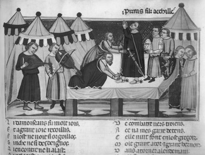Armando a un caballero, del Roman de Troie, siglo XIII-XIV de French School