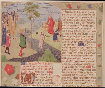 Olimpo con Saturno, Plutón, Juno, Venus, Júpiter y Cibeles, de Livre des Eschecs D