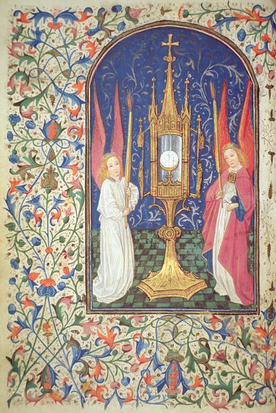 Ms Gen 288 f.38v El Santísimo Sacramento y dos ángeles, c.1460 de French School