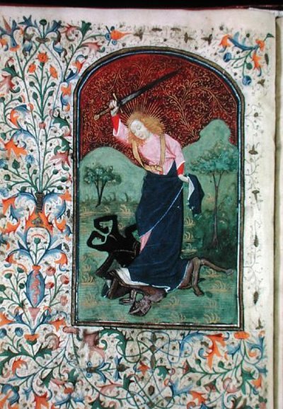 Ms Gen 288 f.84v Lucha con una bestia, c.1460 (vitela) de French School