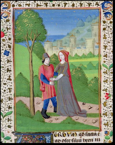 Ms. H7 fol.103v Oseas y la prostituta, de la Biblia de Juan XXII de French School