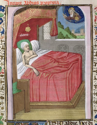 Ms H 7 fol.110v La Visión de Abdías, de la Biblia de Juan XXII de French School