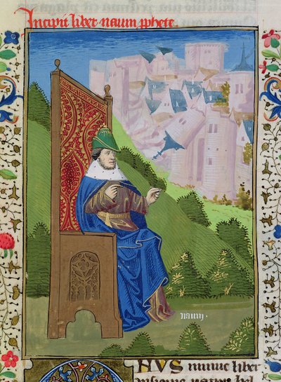 Nahum anunciando la destrucción de Nínive, de la Biblia de Juan XXII de French School