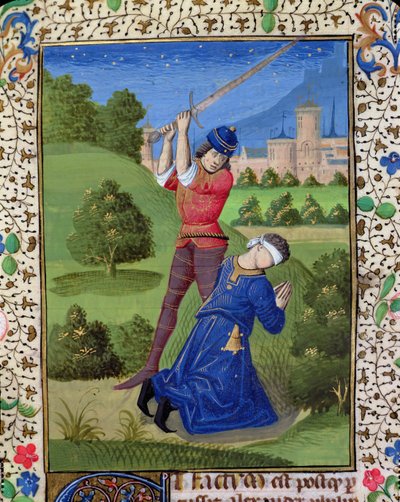 Ms H 7r La Decapitación de Alejandro I Balas, de la Biblia de Juan XXII de French School