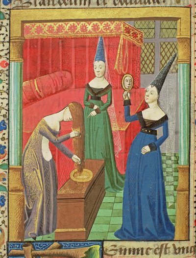 Vanidades femeninas, de La caída de los príncipes, de Giovanni Boccaccio (1313-75) 1472 de French School