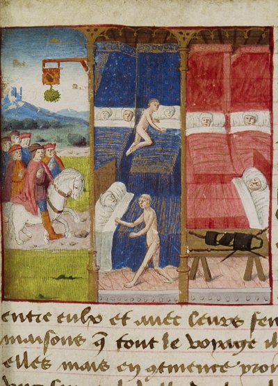 Ms Hunter 252 f.75v Albergue, de "Les Cent Nouvelles Nouvelles", 1462 de French School