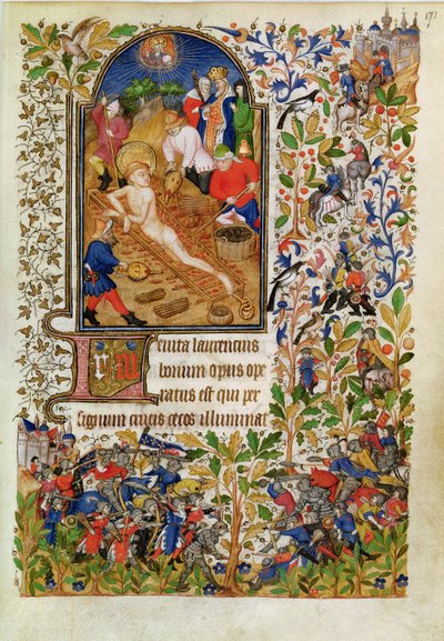 El Martirio de San Lorenzo, de las Horas de Marguerite d
