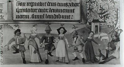 Ms Lat 1173 f.20 Danza pastoral, de las Horas de Carlos de Angulema, c.1480 de French School