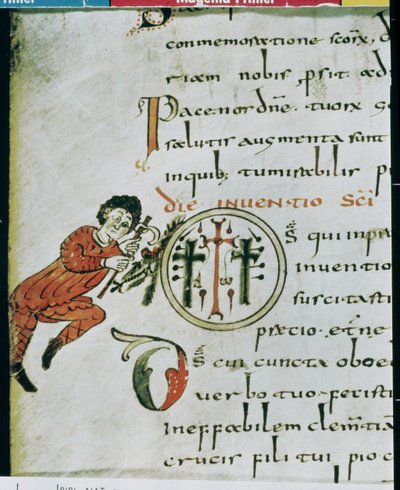 Inicial historiada O, del Sacramentario de Gellone de French School