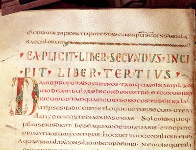 Inicial historiada D, de una obra de San Ambrosio de French School