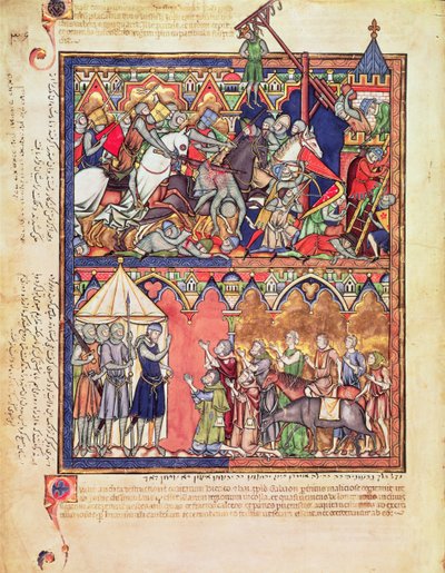 Ms M 638 f.10v Josué, de la Biblia de Imágenes Morgan, c.1244-54 de French School