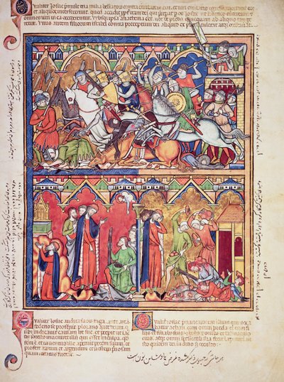 Ms M 638 fol.10r Josué, de la Biblia de Imágenes Morgan, c.1244-54 de French School